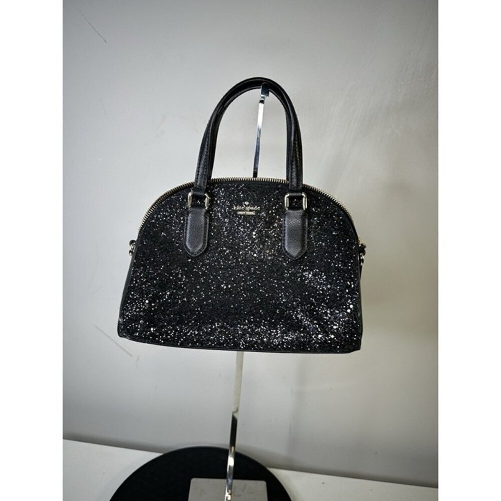 Kate Spade Laurel Way Mini Reiley Black Glitter Crossbody  Purse Handbag